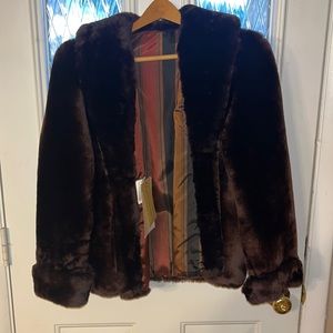Sears roebuck and co. vintage dyed mouton processed lamb coat